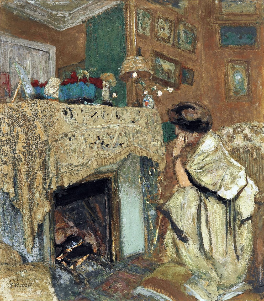 مدام هيسل (لوسي هيسيل) بجوار المدفأة - رسم بواسطة فويلارد ، إدوارد (1868-1940) بواسطة إدوارد فويلارد