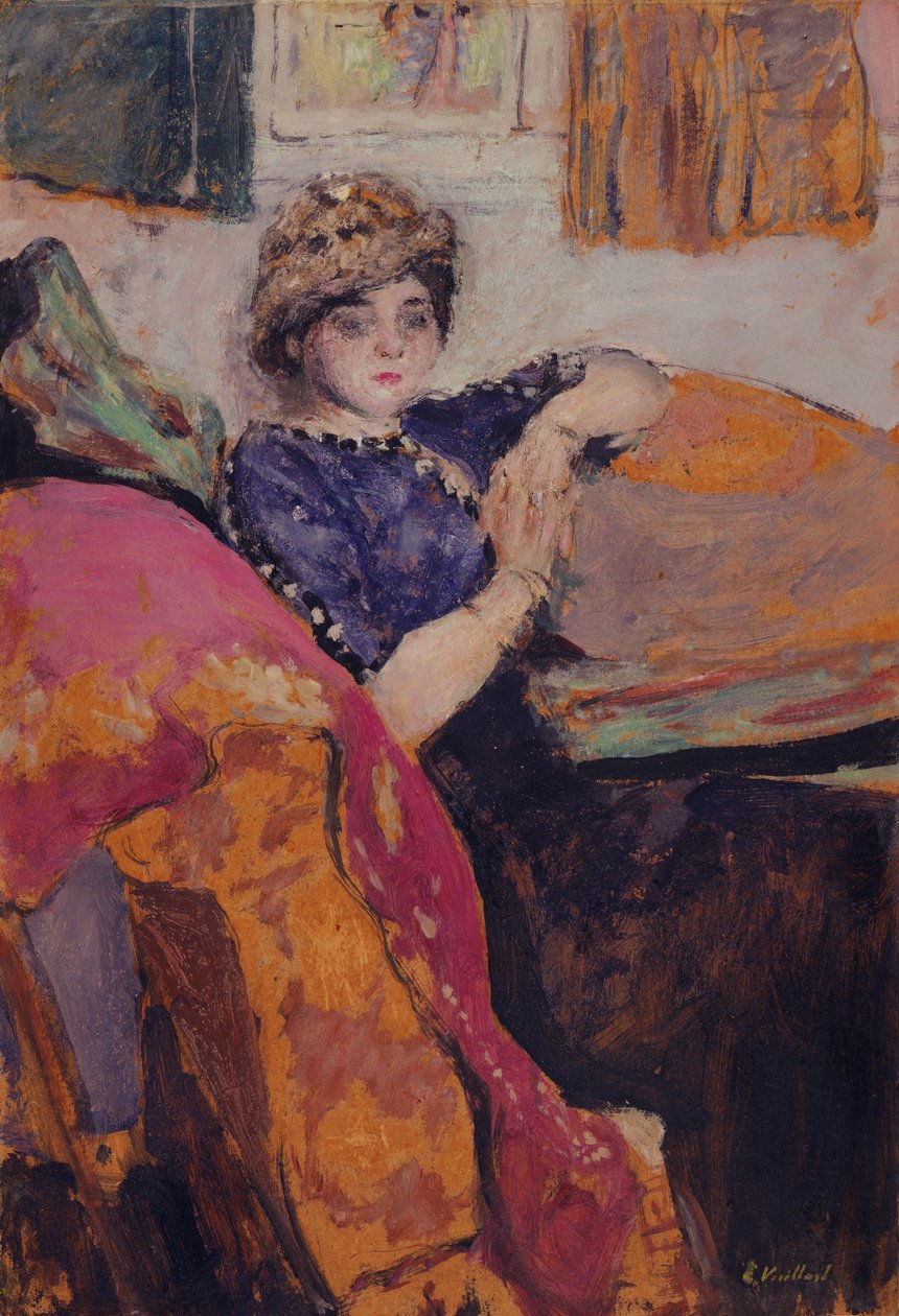 Mlle. ناثانسون في استوديو الفنان ، حوالي عام 1912 (زيت على لوح) بواسطة إدوارد فويلارد