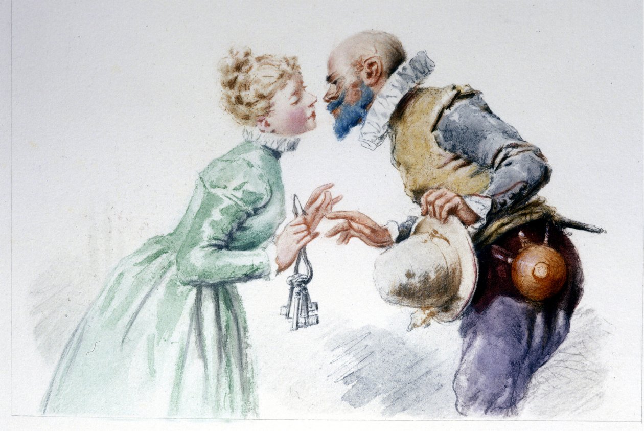 اللحية الزرقاء وزوجاته السبع ، رسم إيضاحي من قبل إدوارد دي بومون بواسطة إدوارد دي (بعد) بومونت