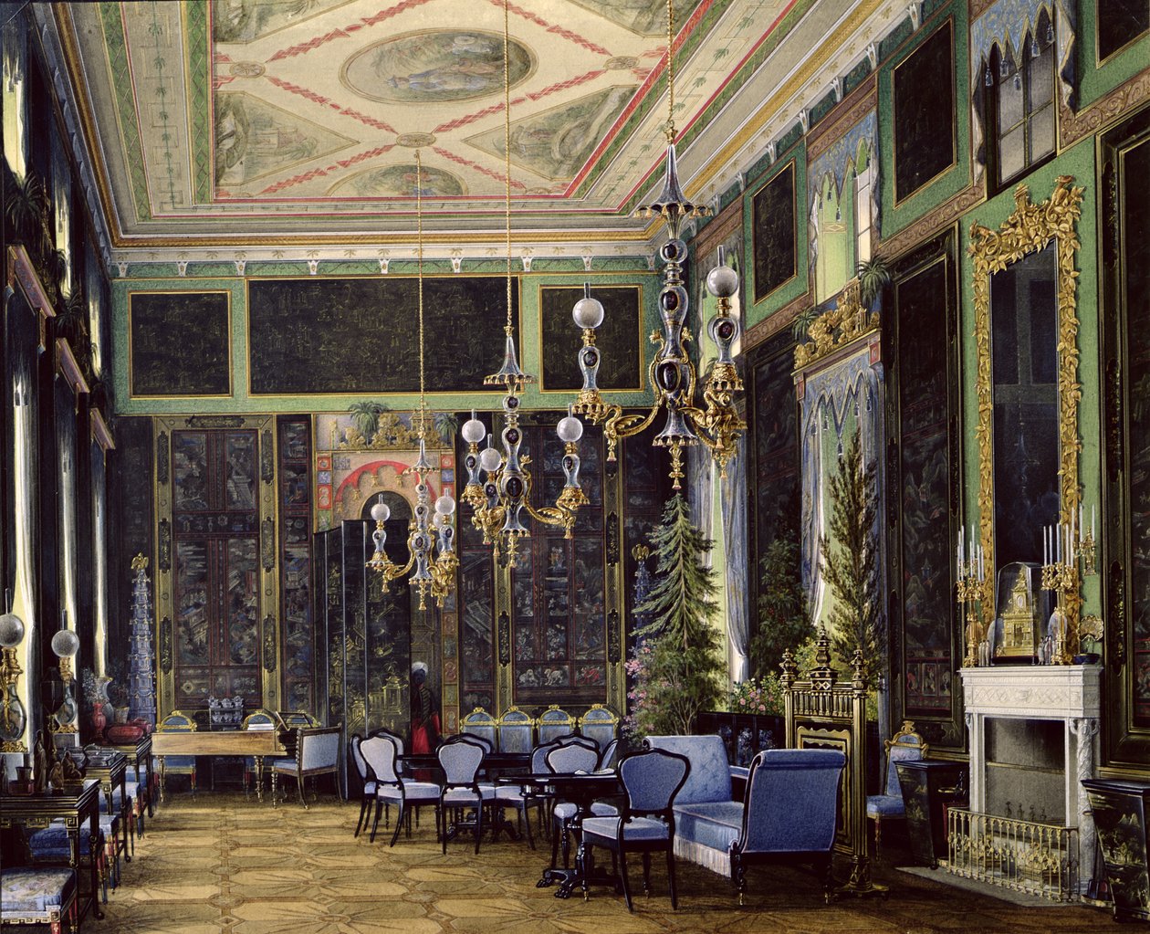 الغرفة الصينية في القصر الكبير في Tsarskoye Selo (مرحاض ، غواش وحبر على ورق) بواسطة إدوارد هاو