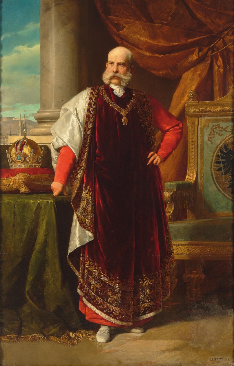 صورة لفرانز جوزيف الأول ملك النمسا بصفته المعلم الأكبر في الصوف الذهبي ، 1891. بواسطة إدوارد ليبييدزكي