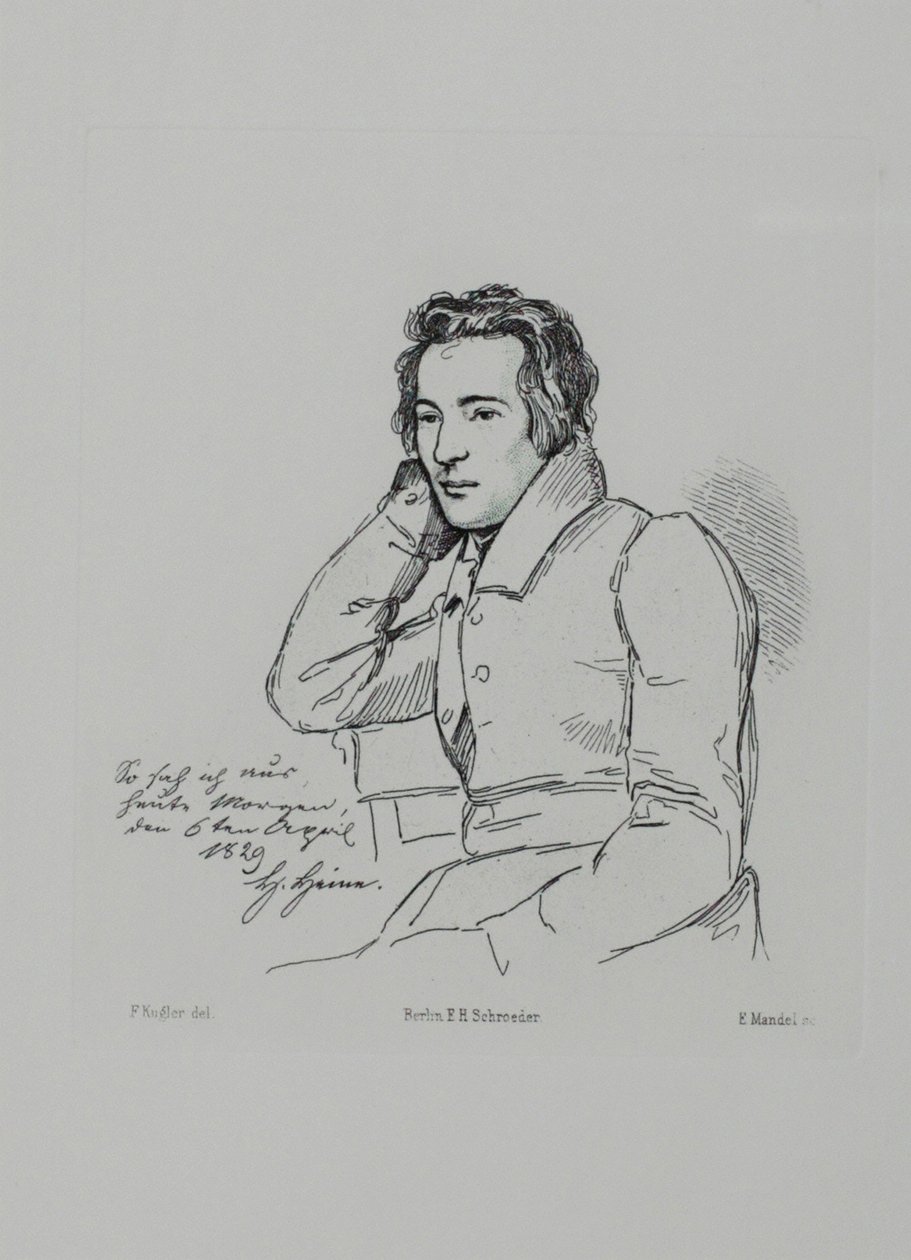 صورة للشاعر هاينريش هاينه 1797-1856 بعد فرانز كوغلر من 1829 ، 1854 بواسطة إدوارد ماندل