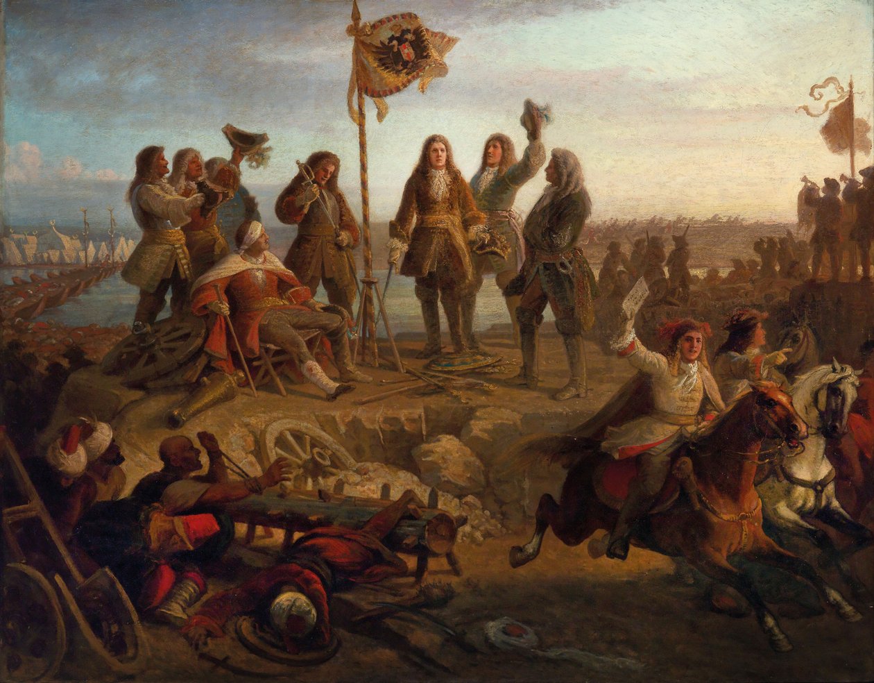 يرسل الأمير يوجين رسولًا إلى الإمبراطور يبلغه بانتصاره ... حوالي عام 1860. بواسطة إدوارد فون إنجيرث