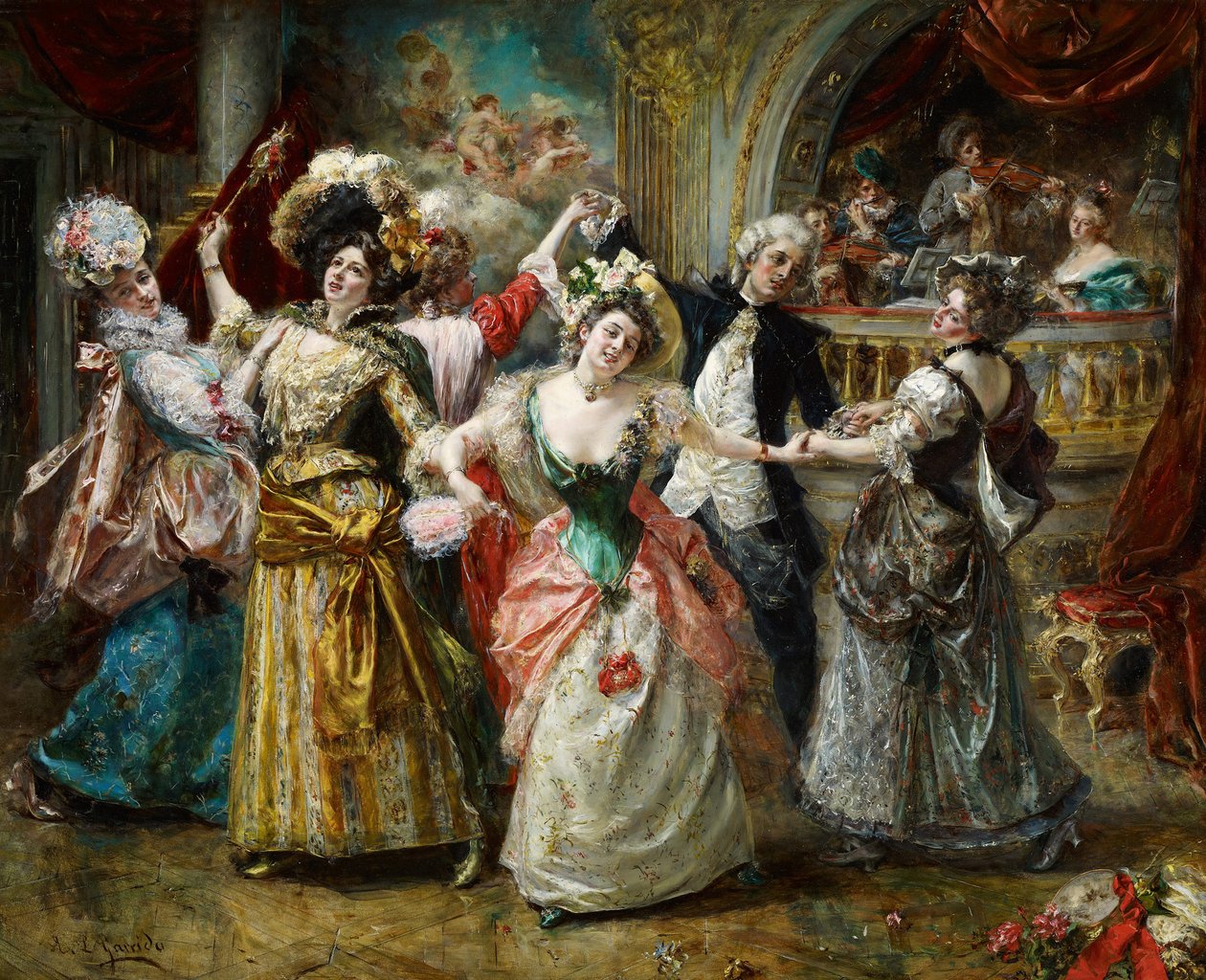 The Beau at the Soiree - Garrido ، Eduardo Leon (1856-1949) - زيت على خشب - 80،5x100 - متحف كارمن تيسن ، ملقة بواسطة إدواردو ليون جاريدو
