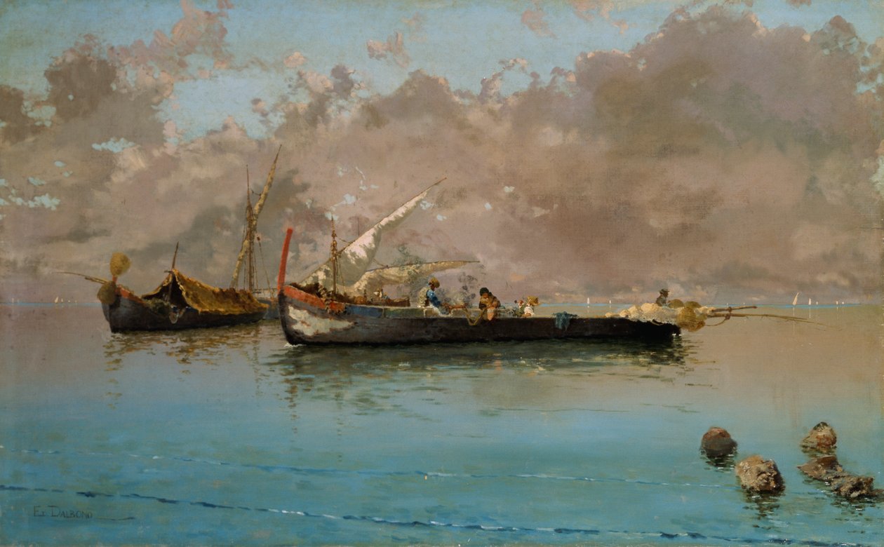 مارينا مع قوارب الصيد ، إدواردو دالبونو (1841-1915) ، زيت على قماش ، 64.5x104.5 سم بواسطة إدواردو دالبونو