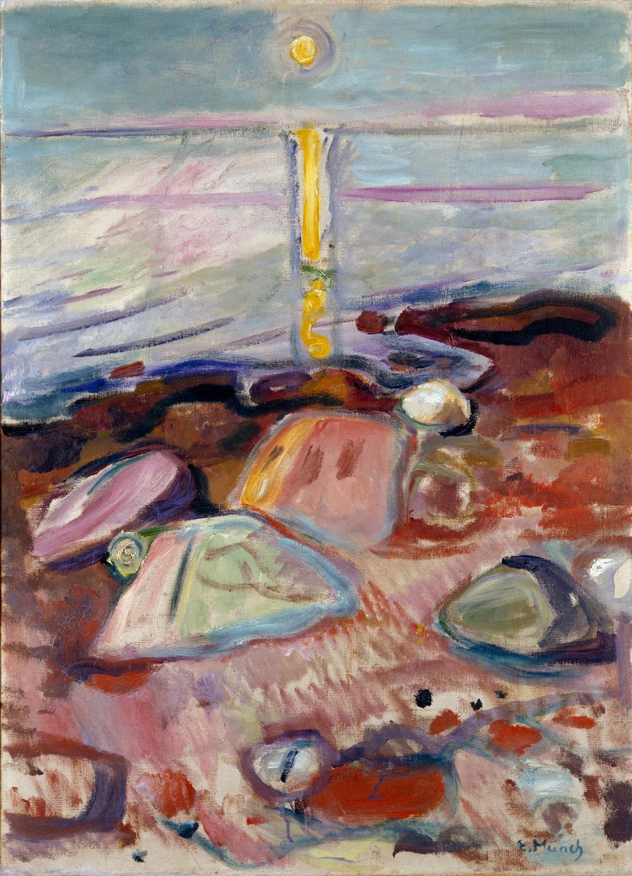 ضوء القمر على الشاطئ رسم إدوارد مونش (1863-1944) 1904-1905 خافت. 90x65 سم أوسلو ، مجموعات الفنون البلدية بواسطة إدوارد مونش