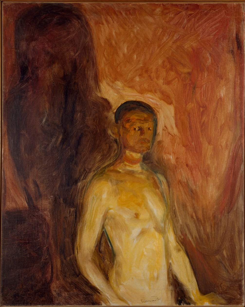 Self Portrait in Hell Painting by Edvard Munch (1863-1944) 1895 approx. Sun. 81,5x65,5 cm Oslo, Kommunes Kunstsamlinger Munch-Museet (Musee Munch) بواسطة إدوارد مونش