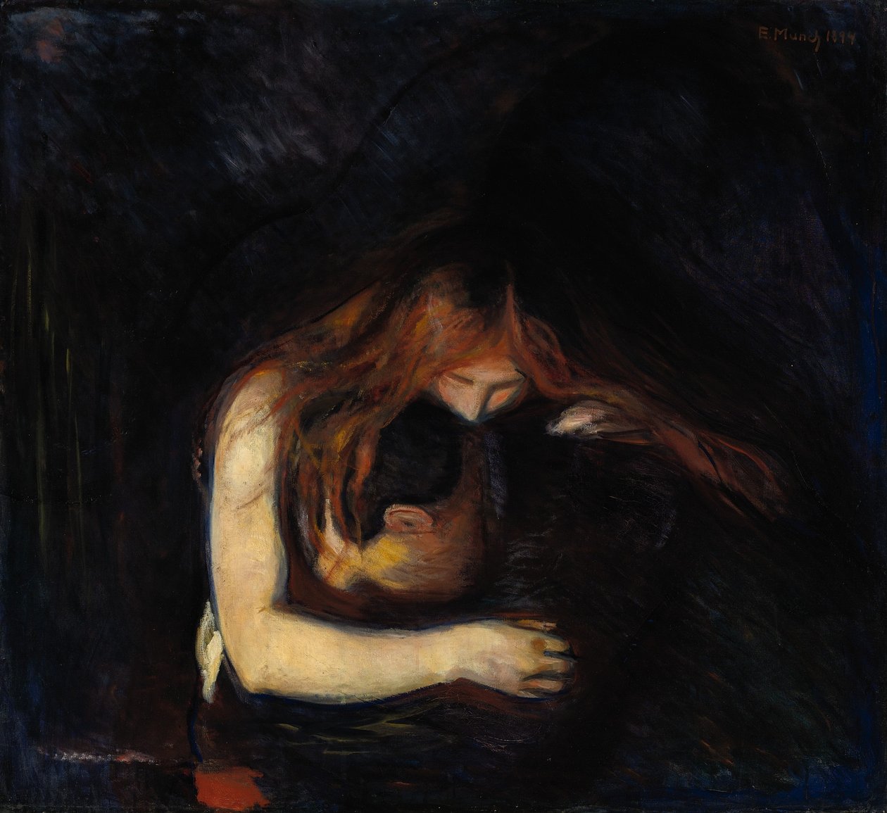The Vampire Love and Pain ، 1894 بواسطة إدوارد مونش