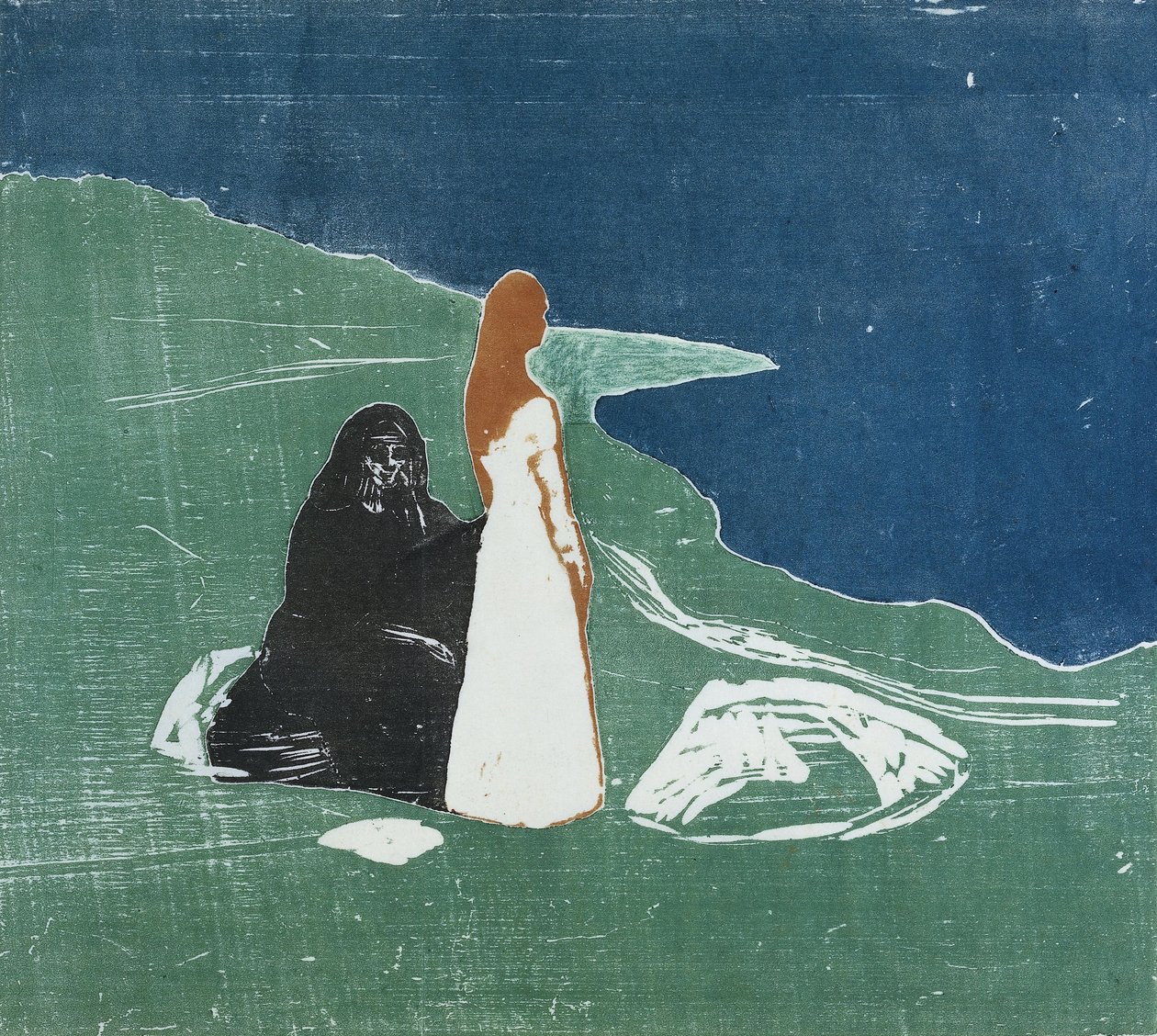 امرأتان على الشاطئ ، 1898 (قطع خشبية ملونة) بواسطة إدوارد مونش