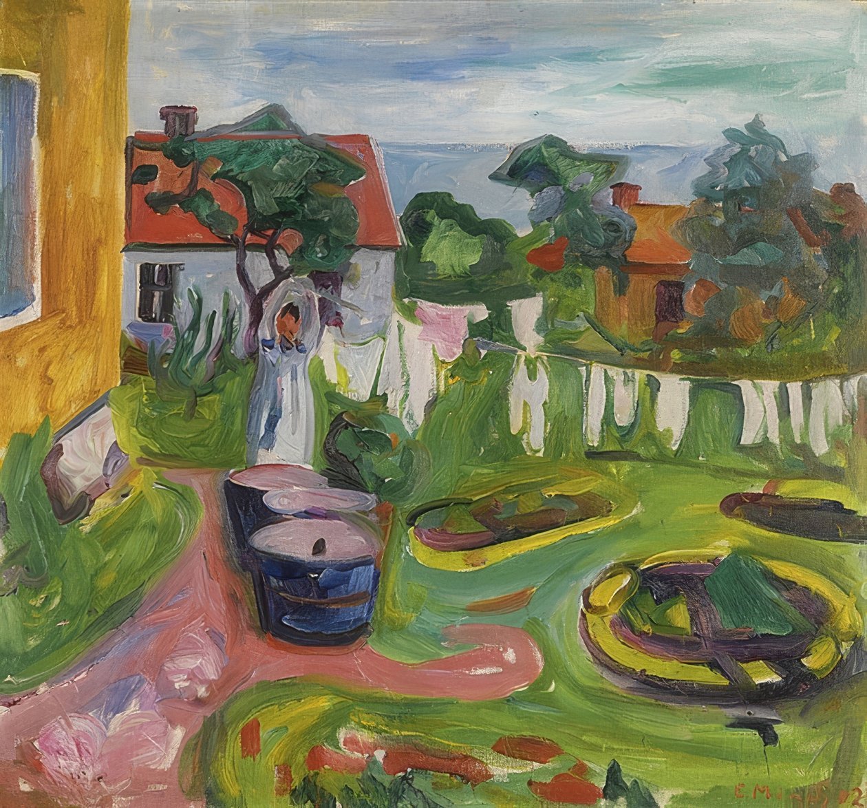 الغسيل على الخط في Asgardstrand. 1902 بواسطة إدوارد مونش