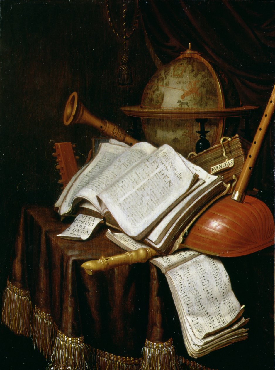 فانيتاس مع كرة ، عشرات موسيقية وآلات ، 1692 (لوحة) بواسطة Edwaert Colyer أو Collier