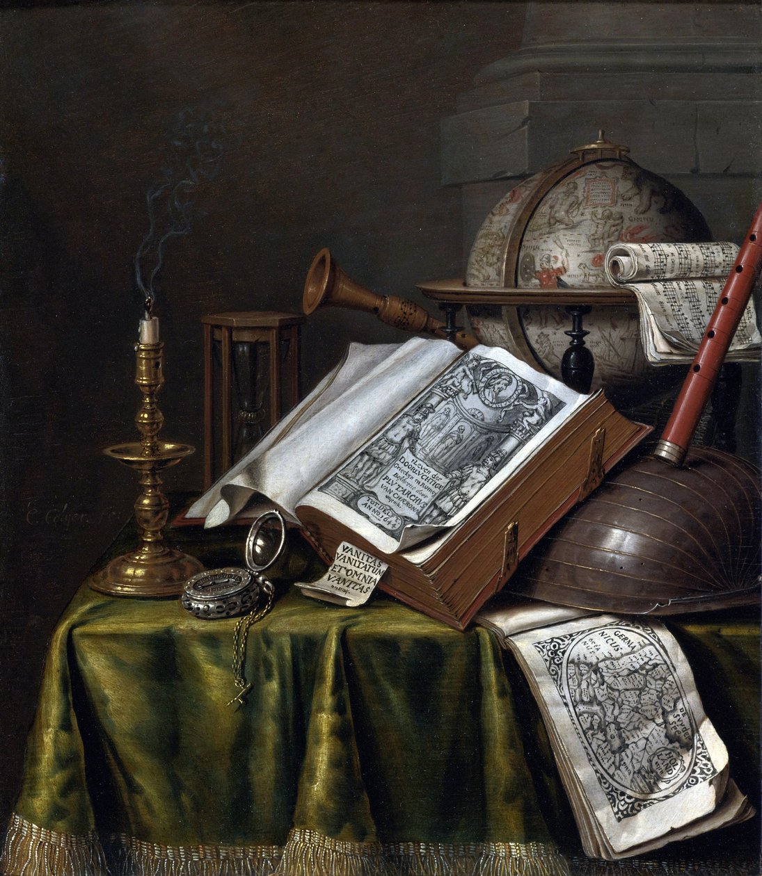 Vanitas Still Life par Edwaert Collier (1642-1708) ، - زيت على خشب ، 29x25،1 - مجموعة خاصة بواسطة Edwaert Colyer أو Collier
