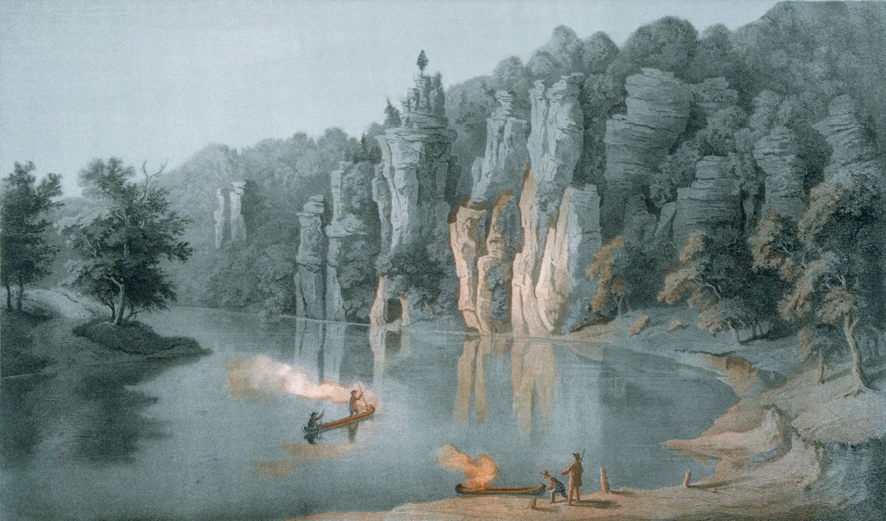صخرة بولارد على النهر الجديد ، بالقرب من White Sulphur Springs ، مقاطعة جايلز ، 1858 بواسطة إدوارد باير