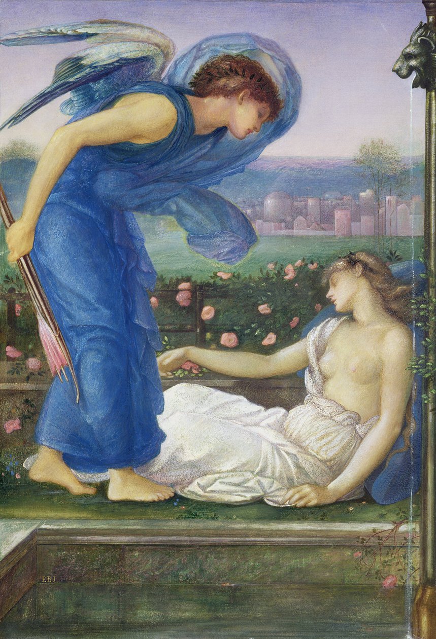 كيوبيد ونفسية ، c. 1865 (مرحاض ، لون الجسم والباستيل على ورق مثبت على الكتان) بواسطة إدوارد بورن جونز
