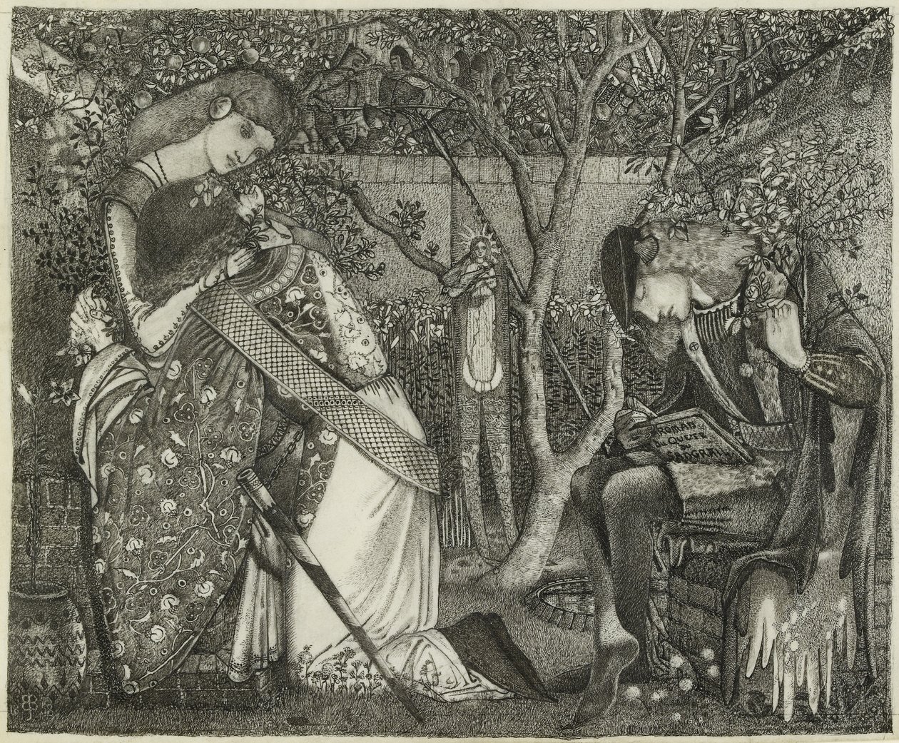 وداع الفارس ، 1858 (قلم وحبر على ورق) بواسطة إدوارد بورن جونز