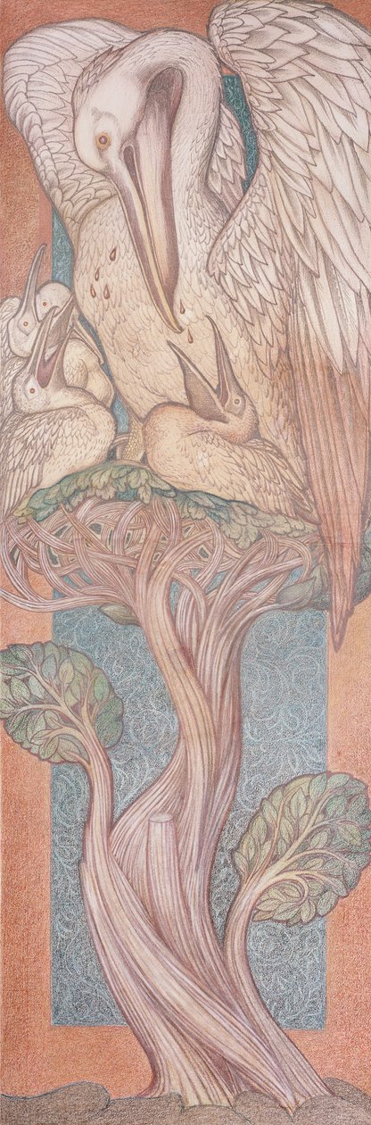 البجع ، رسوم متحركة للزجاج الملون لشركة ويليام موريس ، 1880 (طباشير ملون على ورق) بواسطة إدوارد بورن جونز