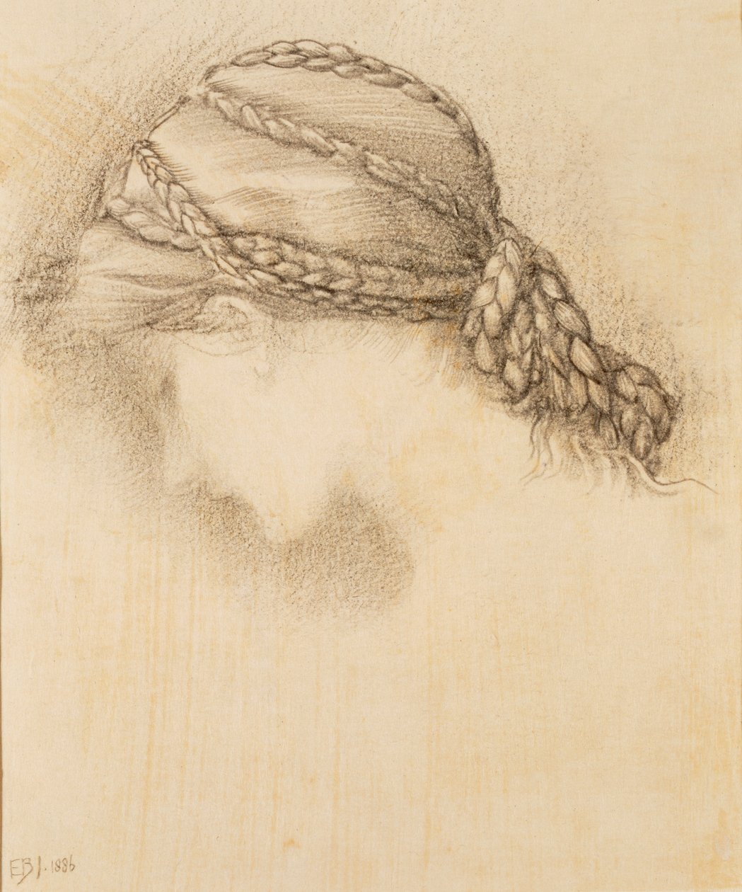 رأس المرأة ، التفاصيل من كراسة الرسم ، 1886 بواسطة إدوارد بورن جونز
