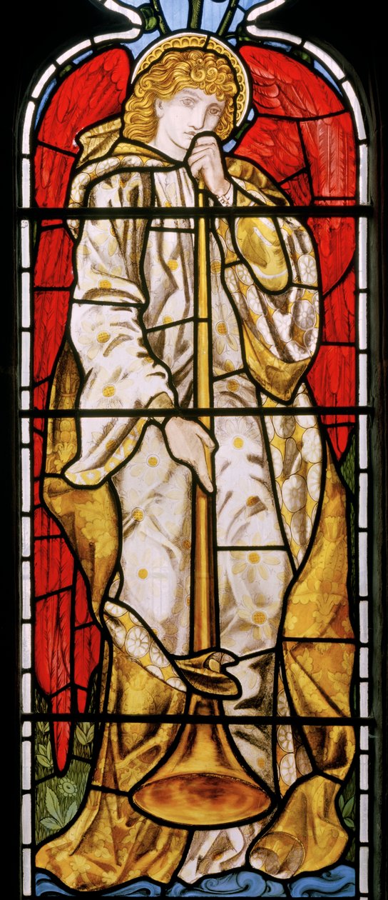 Cheddleton، Morris، Marshall، Faulkner & Co، Edward Burne-Jones، Trumpeting Angel، 1869 بواسطة إدوارد بورن جونز