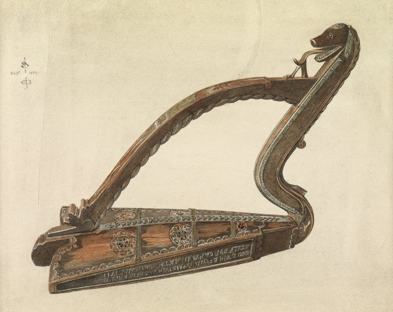 القيثارة الأيرلندية ، 1889 (قلم رصاص وقلم حبر ومرحاض على ورق) بواسطة إدوارد بورن جونز