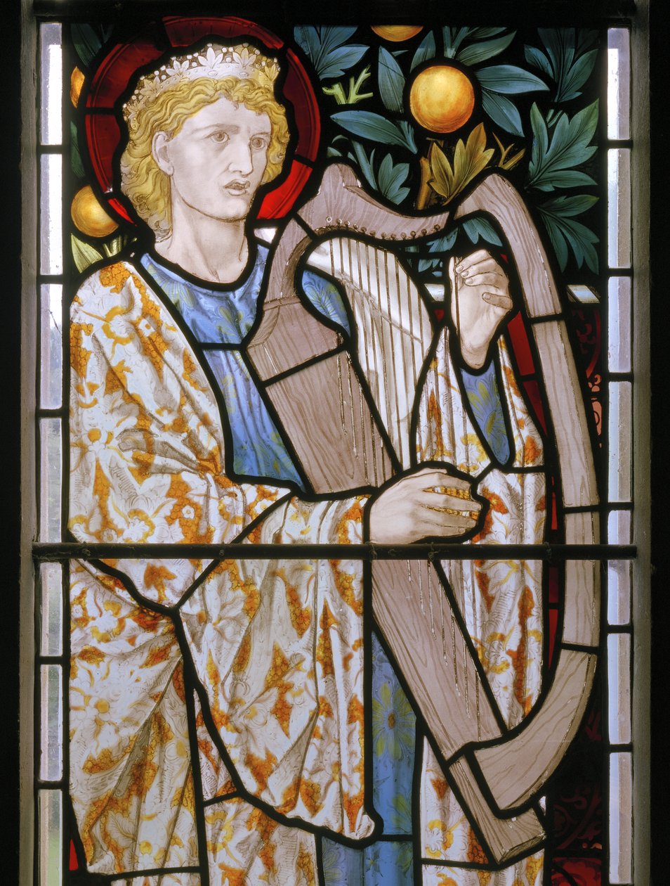 Waterford ، St Michael & All Angels ، Morris & Co. ، Edward Burne-Jones ، King David Harping ، 1872 بواسطة إدوارد بورن جونز