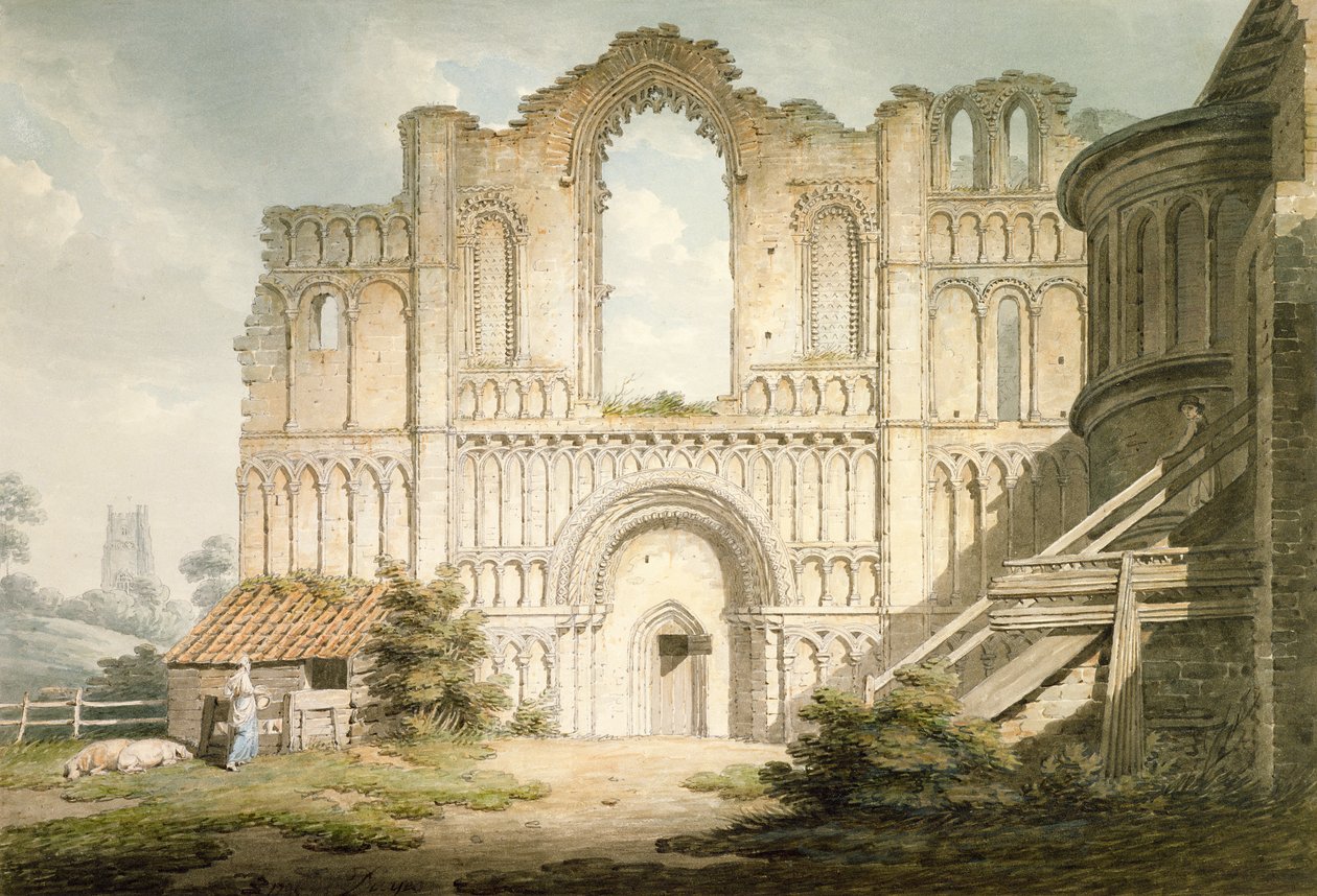 PD.56-1958 في الجهة الغربية من كنيسة Castle Acre Priory ، بالقرب من Downham ، نورفولك ، 1796 (ألوان مائية وقلم رصاص على ورق) بواسطة إدوارد دايز
