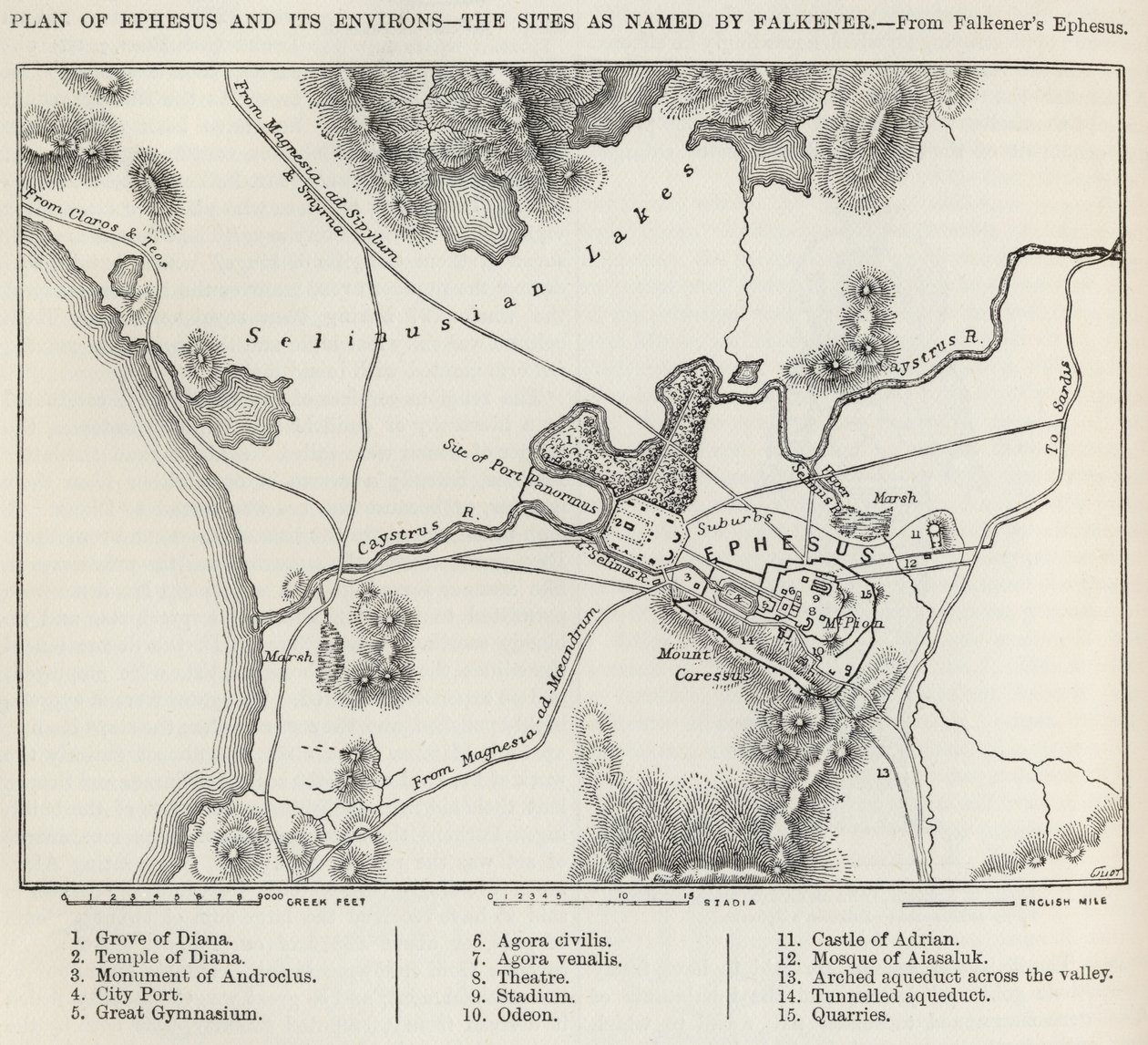 خطة أفسس ومحيطها ، من "قاموس الكتاب المقدس الإمبراطوري" ، الذي نشره Blackie und Son ، c.1880s بواسطة إدوارد فالكنر