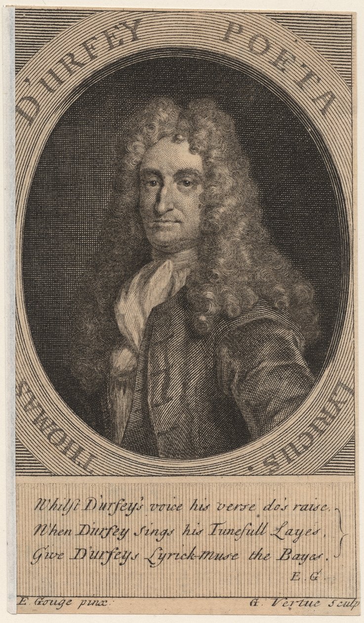 توماس دورفي ، منقوش بواسطة جورج فيرتيو (1683-1756) ، 1732 بواسطة إدوارد جوج