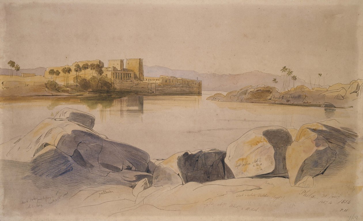 فيلة ، مصر ، 1854 (قلم وحبر أسود ، جرافيت وألوان مائية على ورق بني) بواسطة إدوارد لير