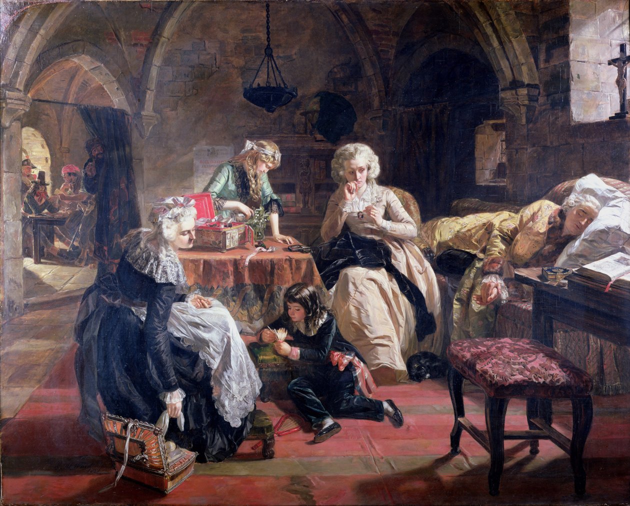 العائلة المالكة لفرنسا في سجن المعبد عام 1792 ، 1851 بواسطة إدوارد ماثيو وارد