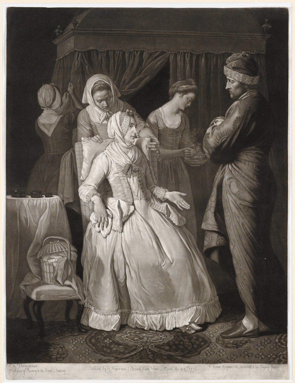 الفاضل المريح بالتعاطف والاهتمام ، مطبوعة من فالنتين غرين ، 1775 (mezzotint) بواسطة إدوارد بيني