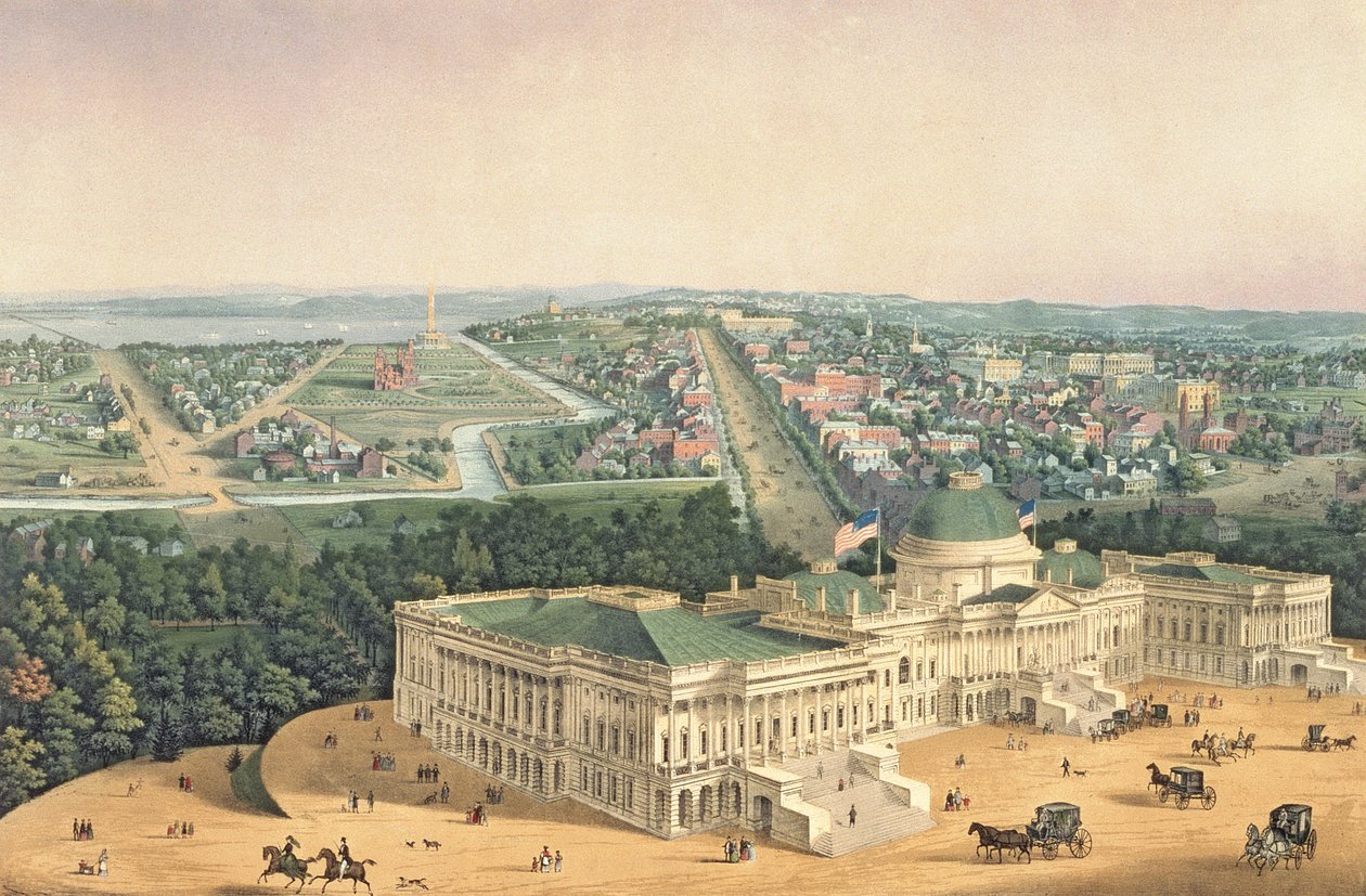 منظر لواشنطن ، حانة. بواسطة E. Sachse and Co. ، 1852 (لون ليثو) بواسطة إدوارد ساكس