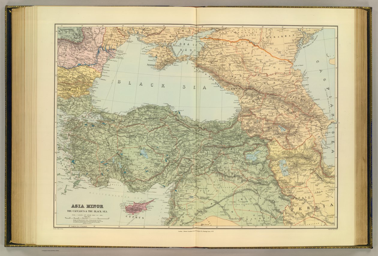 آسيا الصغرى والقوقاز والبحر الأسود. سلسلة أطلس لندن. Geogl ستانفورد. Estabt. لندن بواسطة إدوارد ستانفورد