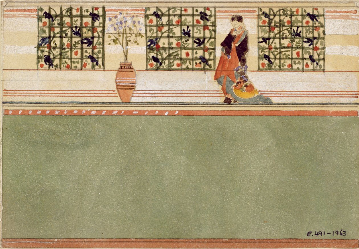 تصميم الجدار الأنجلو-ياباني ، 1860 (مرحاض وقلم رصاص على ورق) بواسطة إدوارد ويليام جودوين