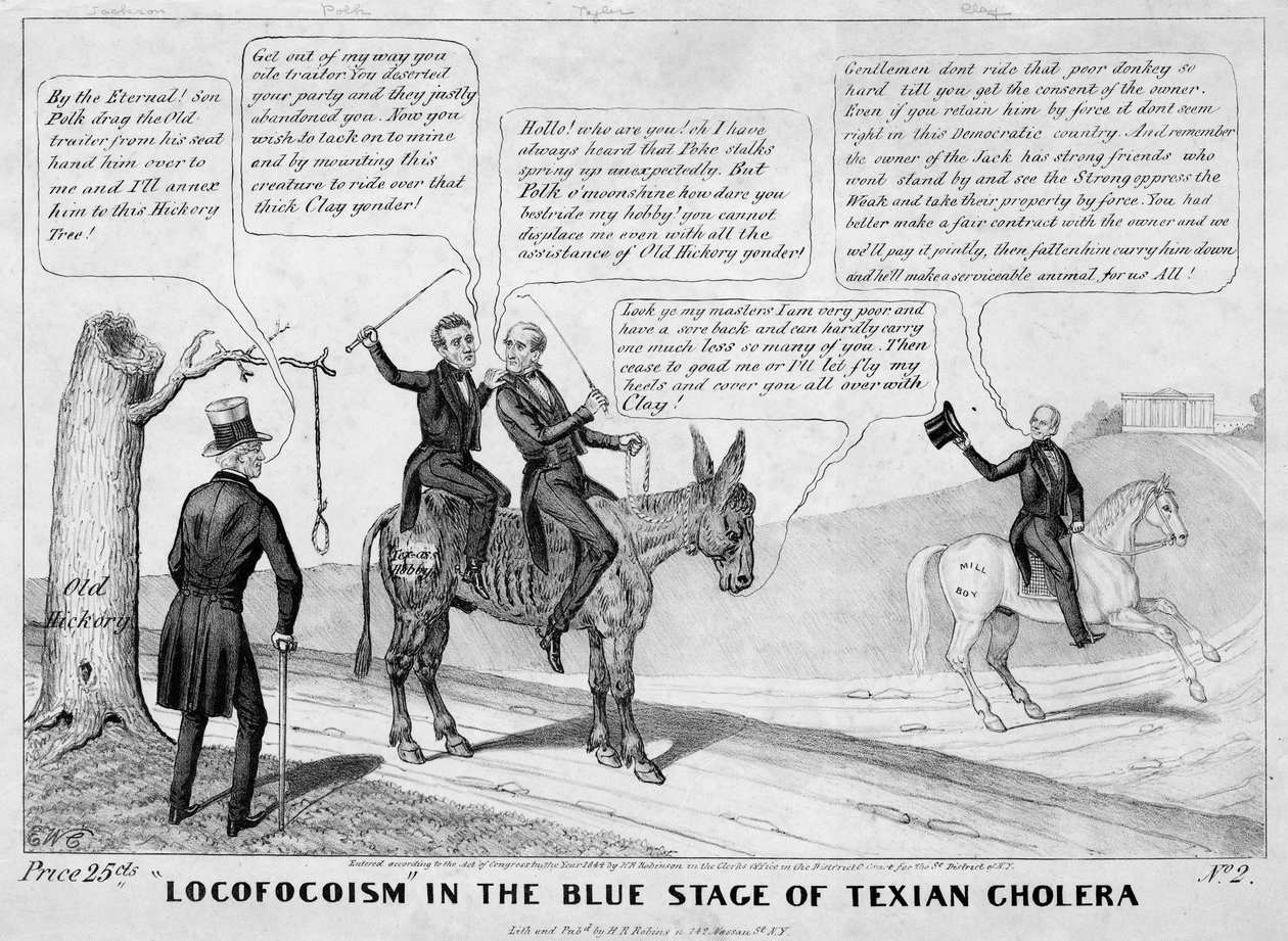 Locofocoism in the Blue Stage of Texian cholera ، نشره HR Robinson ، New York ، 1844 بواسطة إدوارد ويليامز كلاي