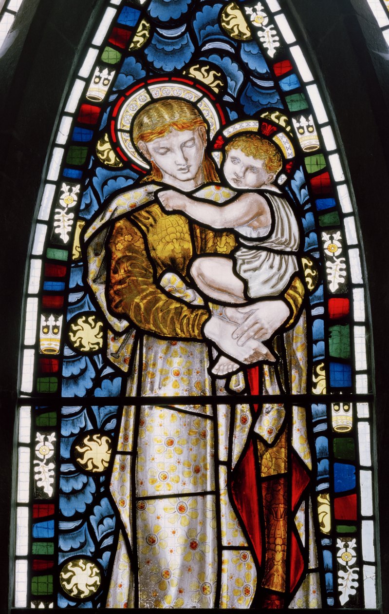 Tilehurst، St Michael، Morris Marshall & Faulkner & Co، William Morris، Edward Burne-Jones، Madonna & Child، 1869 بواسطة إدوارد وموريس برن جونز