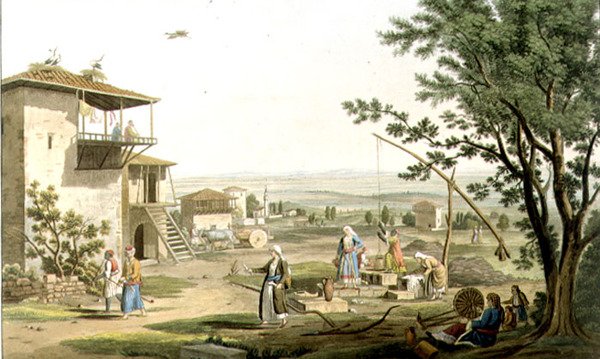 لاريسا ، اللوحة 29 من الجزء 6 من "مناظر في اليونان" نقش بواسطة حانة فريدريك كريستيان لويس (1779-1856). 1821 (أكواتينت) بواسطة إدوارد (بعد) دودويل