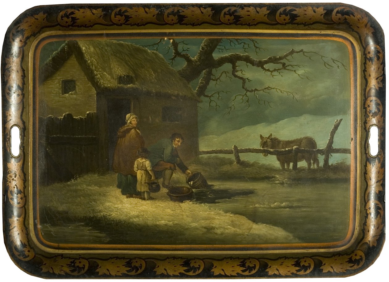 Breaking the Ice, c.1800 (oil on japanned tin tea-tray) بواسطة إدوارد بيرد