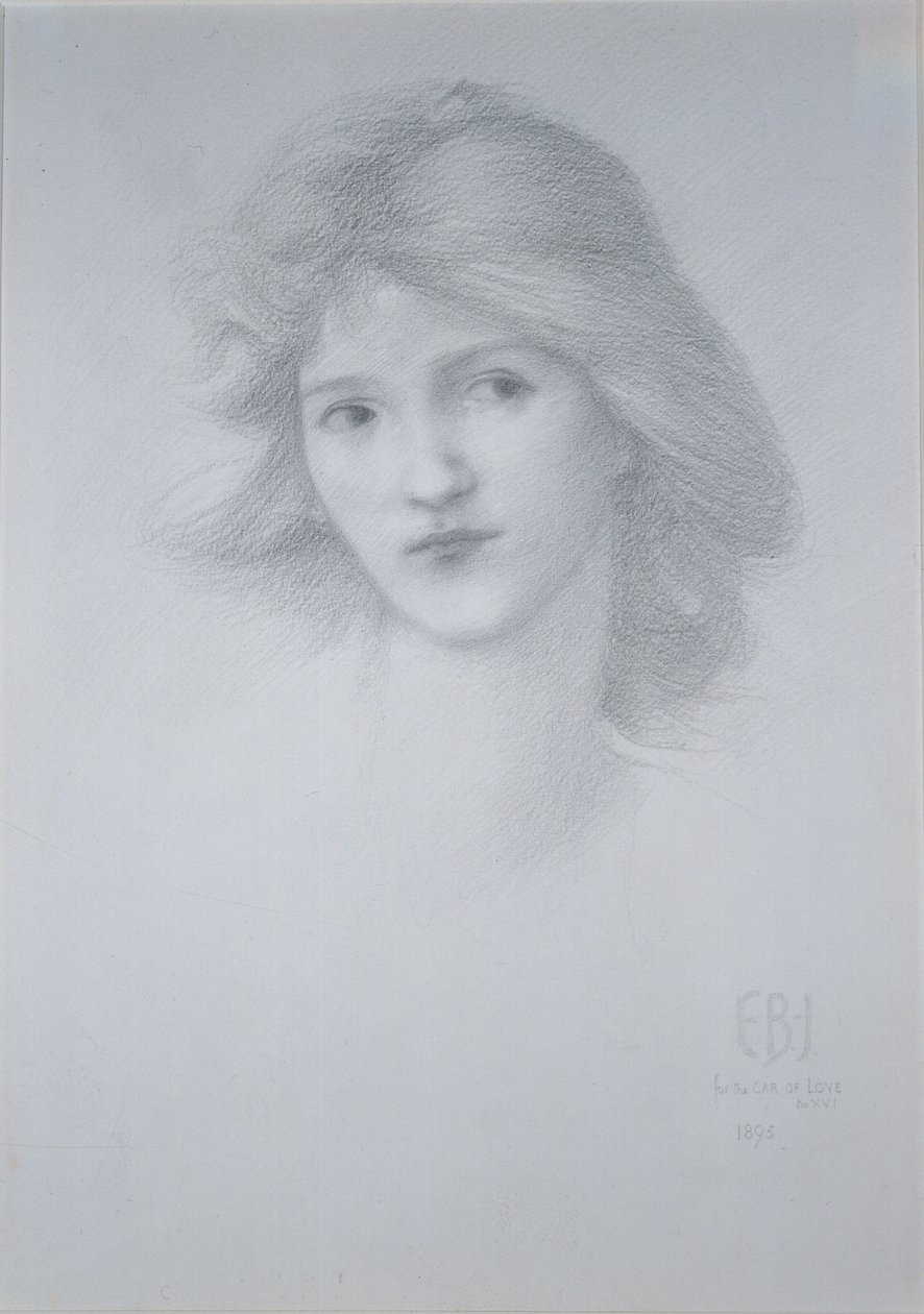 رئيسة أنثى: دراسة عن سيارة الحب 1895 (قلم رصاص) بواسطة إدوارد بورن جونز