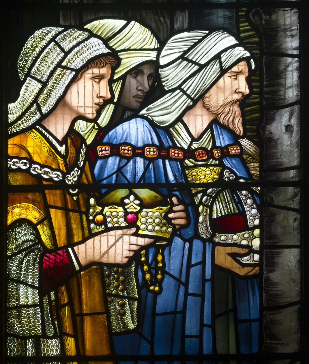 Harwarden، St Deiniol، Morris & Co.، Edward Burne-Jones، The Magi، The Nativity، 1898 بواسطة إدوارد بورن جونز