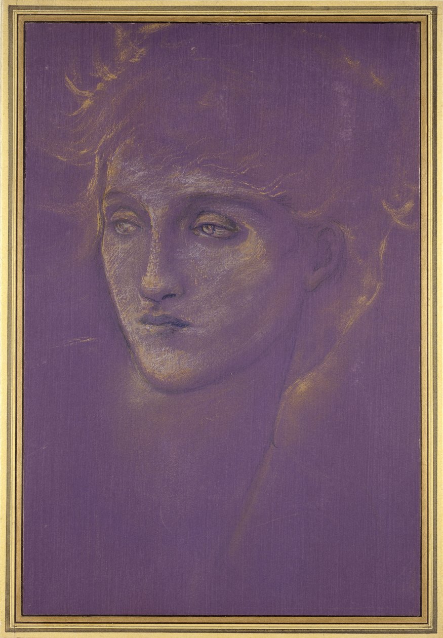 رأس امرأة ، 1890 (طلاء ذهبي على أرضية أرجوانية) بواسطة إدوارد بورن جونز