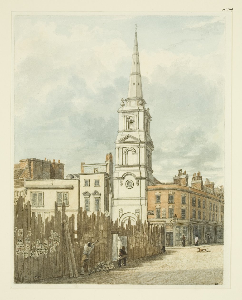 Christ Church from the Exchange with the site cleared from the building of the New Council House (pencil & watercolor on paper) بواسطة إدوارد كاشين