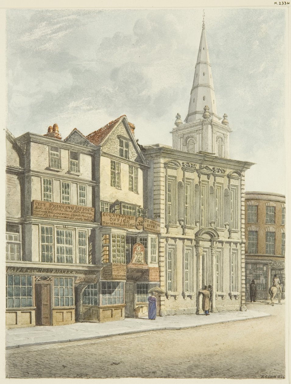 Old Council House, taken down 1824 (pencil & watercolor on paper) بواسطة إدوارد كاشين