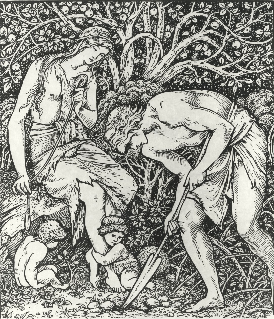 آدم وحواء (العمل: وان آدم ديلفيد وحواء سبان ، من كان بعد ذلك الرجل المحترم؟) بواسطة إدوارد كولي (بعد) بيرن جونز