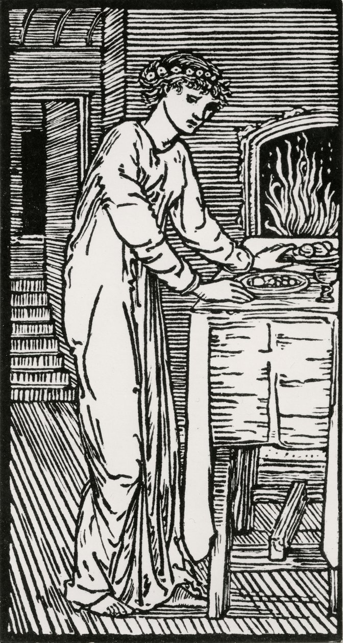 Psyche by the Table بواسطة إدوارد كولي (بعد) بيرن جونز