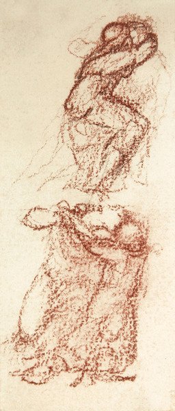 رسم تمهيدي للحب بين الأنقاض (طباشير أحمر وقلم رصاص على ورق) بواسطة إدوارد كولي بورن جونز