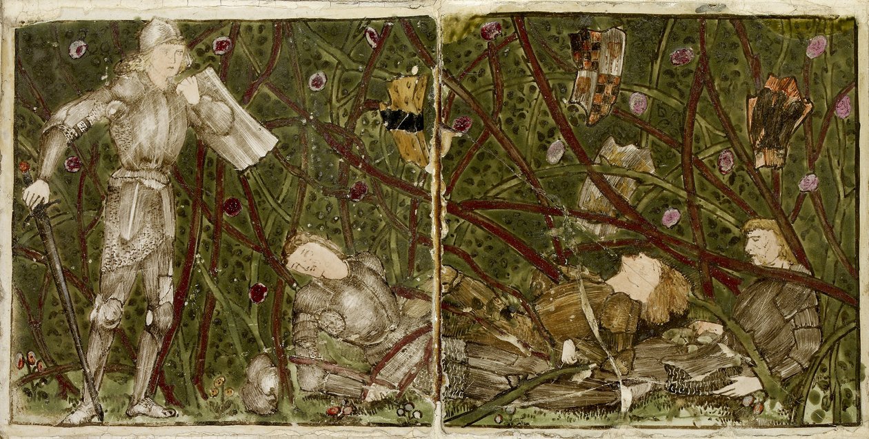 مجموعة من ستة عشر بلاطًا مرتبة في أزواج لتشكيل ثمانية رسوم توضيحية لحكاية "Briar Rose" ، 1862 - 1865 (خزفي) بواسطة إدوارد بورن جونز