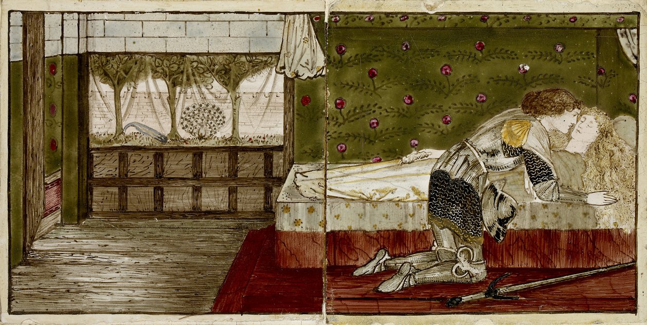 مجموعة من ستة عشر بلاطًا مرتبة في أزواج لتشكيل ثمانية رسوم توضيحية لحكاية "Briar Rose" ، 1862-1865 (خزفي) بواسطة إدوارد بورن جونز
