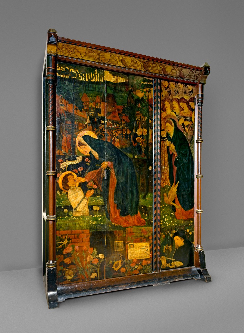 خزانة ملابس Prioress&39;s Tale ، 1859 (الصنوبر المطلي والبلوط) بواسطة إدوارد بورن جونز