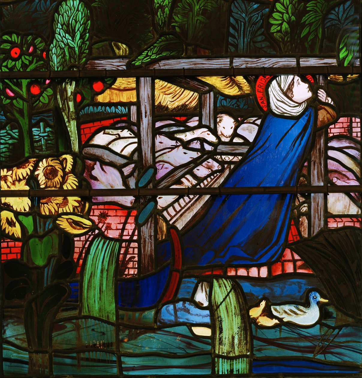 St Frideswide ، التفاصيل ، 1859 (زجاج ملون) بواسطة إدوارد بورن جونز