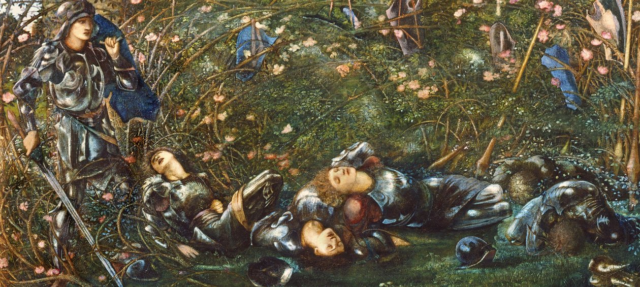 يدخل الأمير في Briar Wood ، التوضيح من "The Legend of Briar Rose" 1871-1872 بواسطة إدوارد بورن جونز